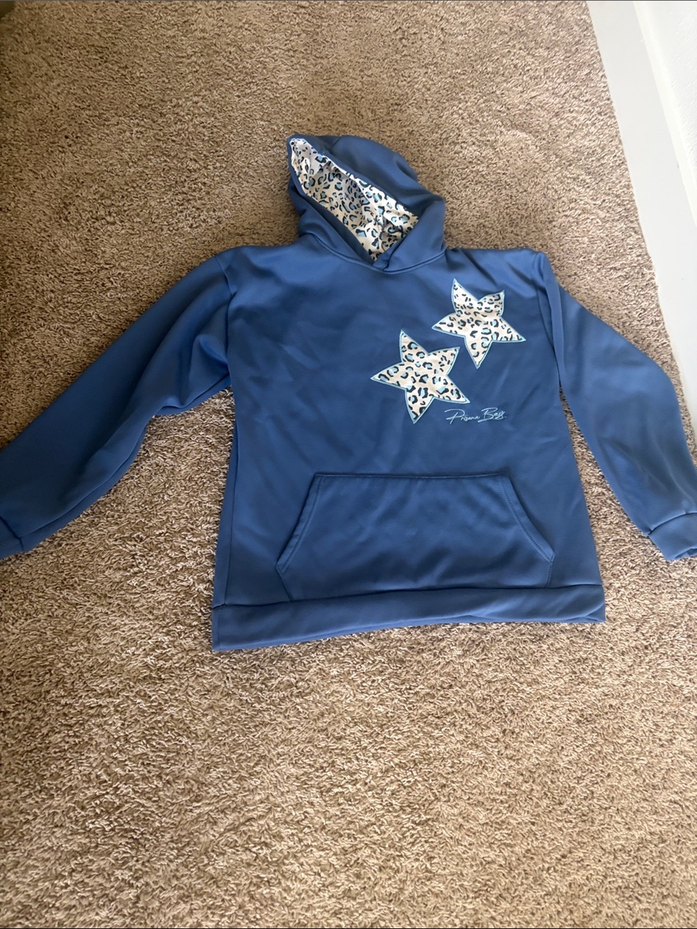 Blue Girls' Hooded Sweatshirt with Leopard Star Accents